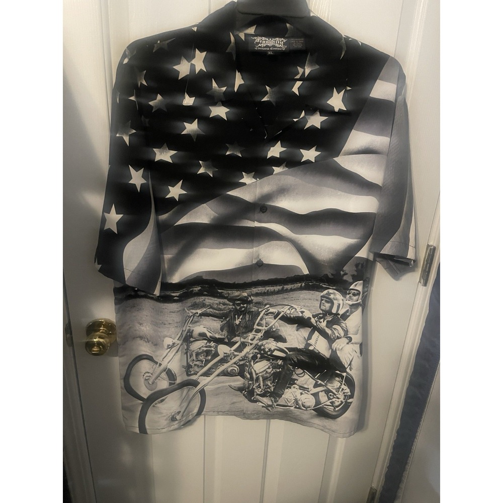 XL - Original Dragonfly Black & White Casual SS Shirt Easy Rider Polyester - XL